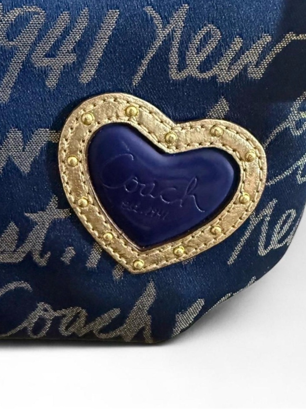 Coach Poppy Navy Signature Script Crossbody - Picture 2 of 8